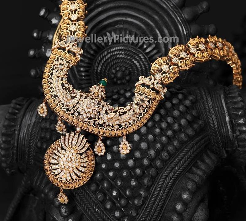 Traditional diamond haram jewellery for weddings