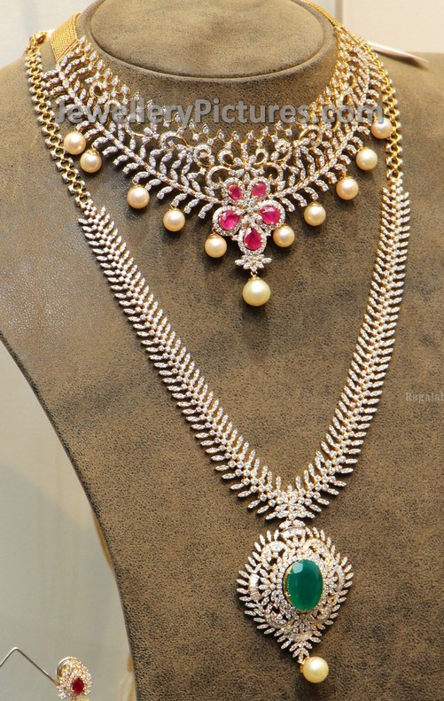 diamond bridal long chain necklace set