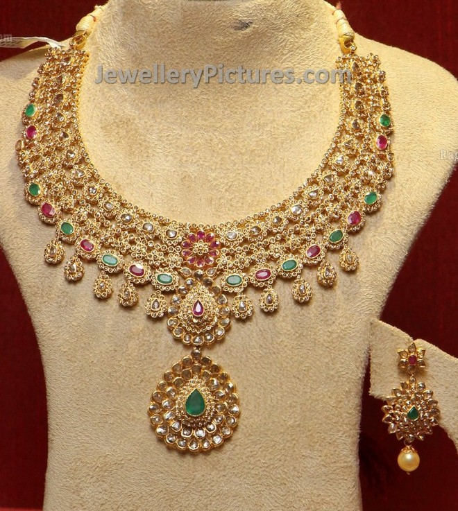 uncut diamond necklace and earrings