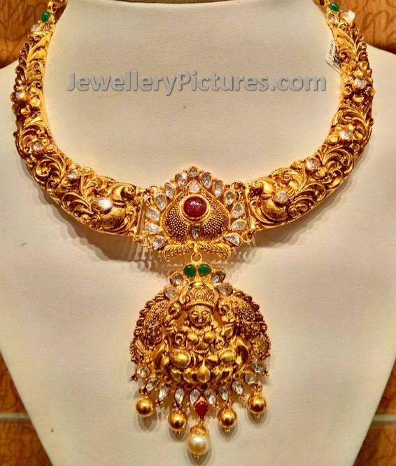 Nakshi work lakshmidevi necklace