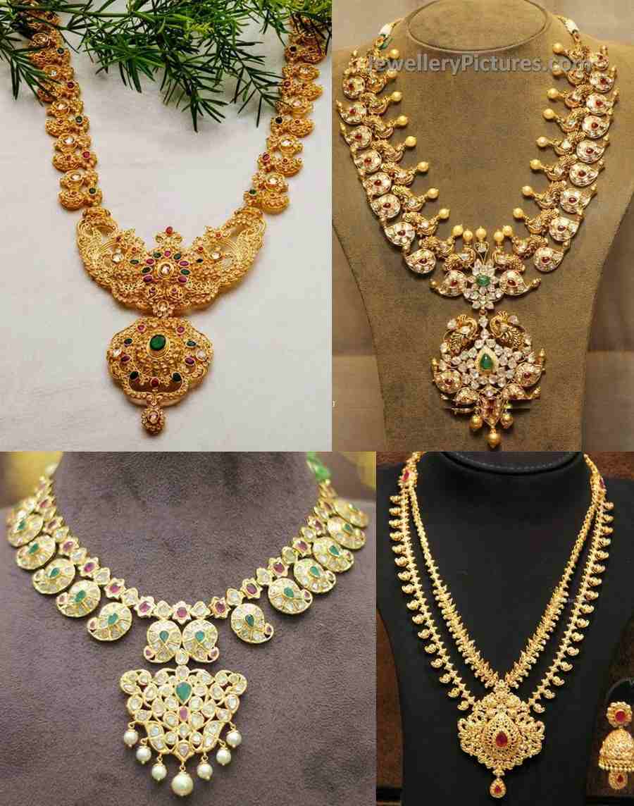 Uncut diamond mango mala and pachi mango necklaces