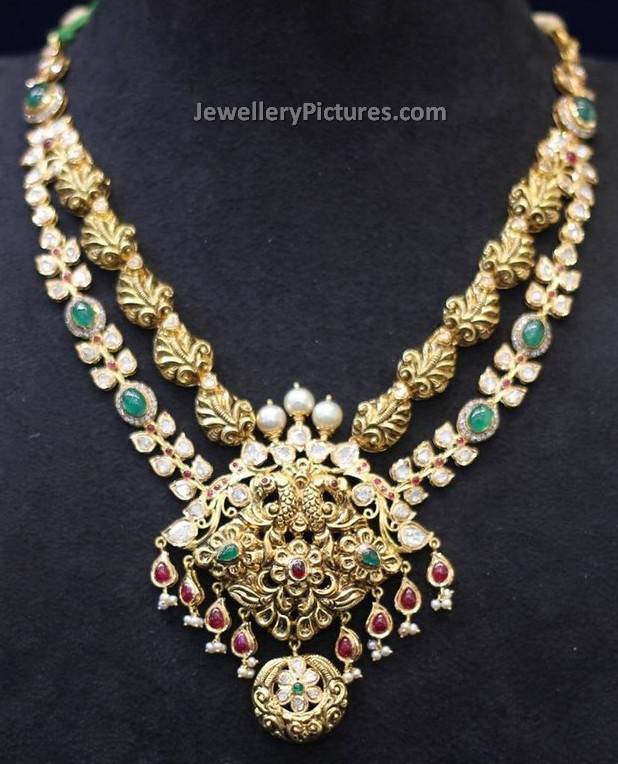 uncut diamond antique necklace