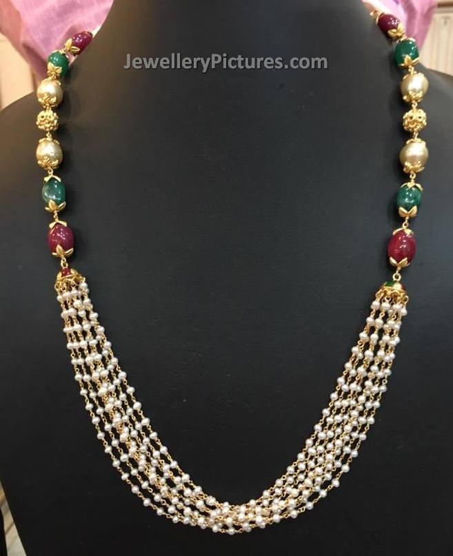 Pearl Gold Necklace Designs - Jewellery 