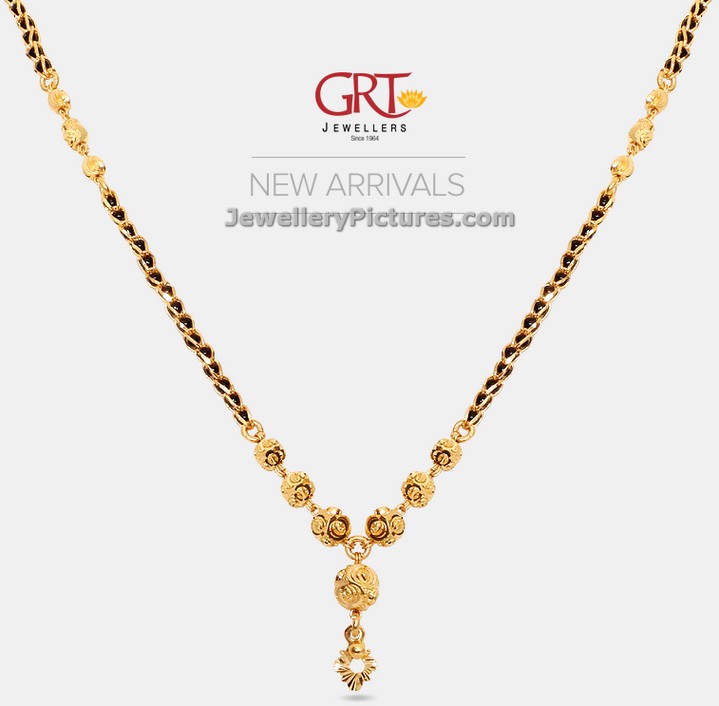 Black Beads Gold Chain Designs GRT 