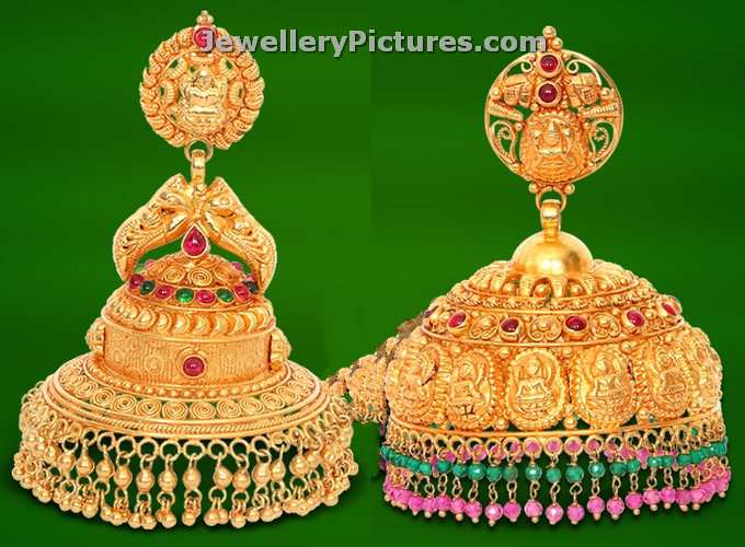 Gold Jhumka Designs in GRT - Jewellery 