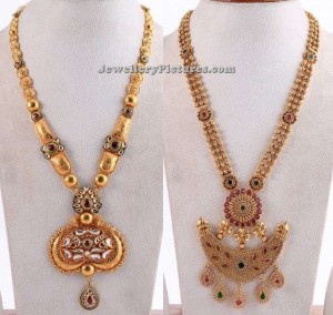 Gold Long Necklace Designs In 50 Grams - Jewellery Designs