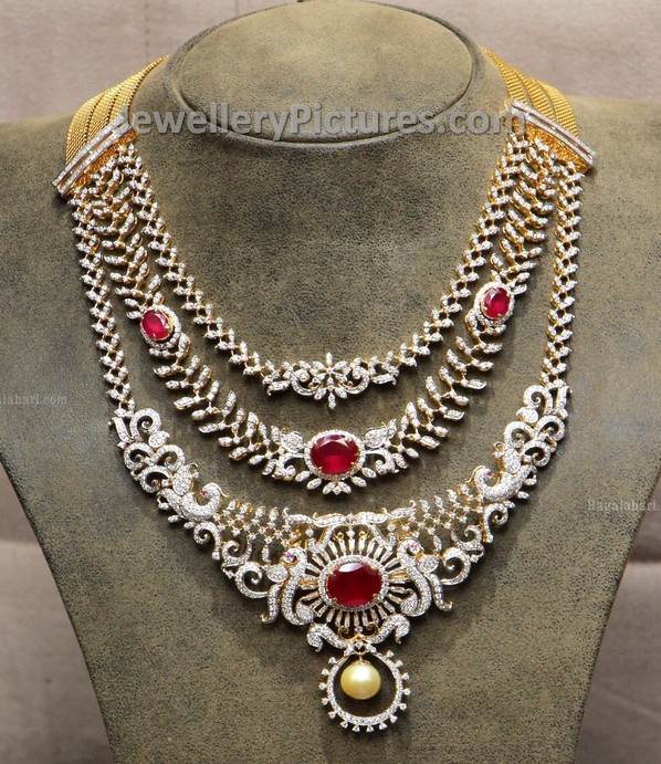 Tripple Layer Diamond Necklace - Jewellery Designs