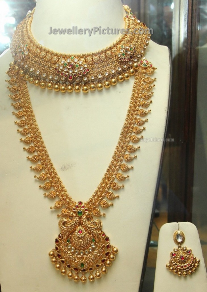 Gold Bridal Long Chain and Necklace set - Jewellery Designs