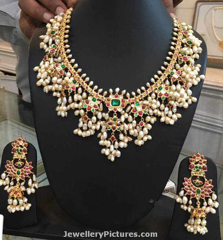 Gutta Pusalu Necklace with Earrings - Jewellery Designs
