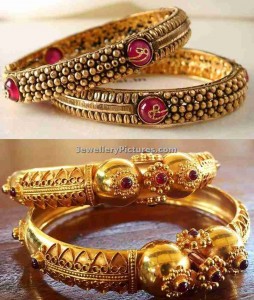 6 Gold Antique Bangles Designs from Manubhai - Jewellery Designs