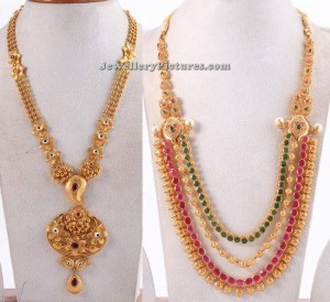 Gold Long Necklace Designs in 50 Grams - Jewellery Designs