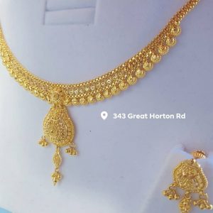 28 Grams Gold Necklace with Earrings Collection - Jewellery Designs